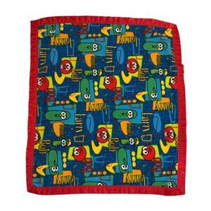 Vaggietales Larry Bob Baby Kids Blanket Throw Fleece Satin Trim Red Blue